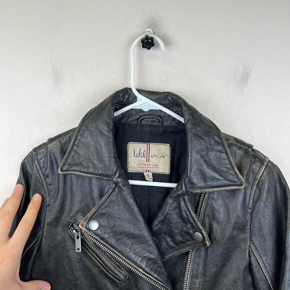 Wilsons Black Vintage Leather Jacket With a Grunge Vibe Size XS - Picture 5 of 7